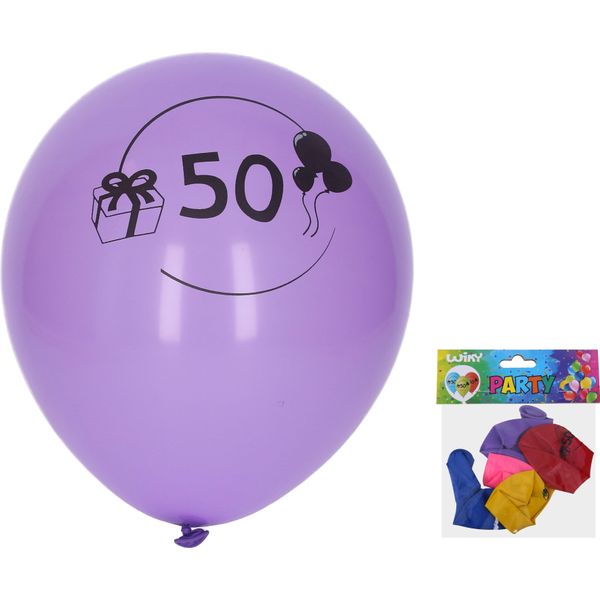Pallone Gonfiabile Da 30 Cm - Set Di 5, Con Il Numero 50-image