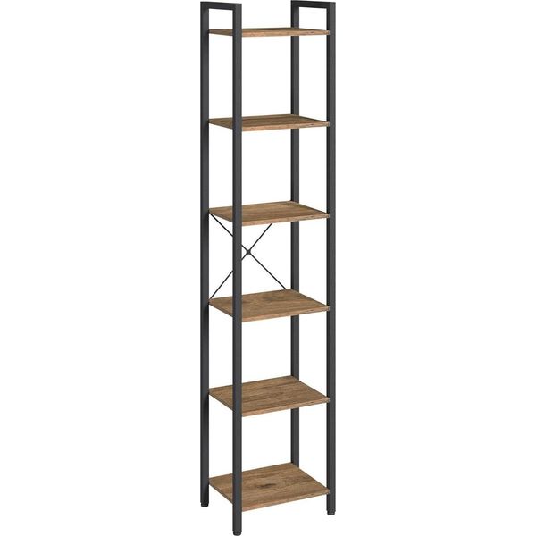 Scaffale Vasagle, Libreria, Scaffale In Piedi, Scaffale Per Dvd, 6 Livelli, Scaffale Per Ufficio, Scaffale Aperto, Per Ufficio, Soggiorno, Camera Da Letto, Cucina, 30 X 40 X 187 Cm-image