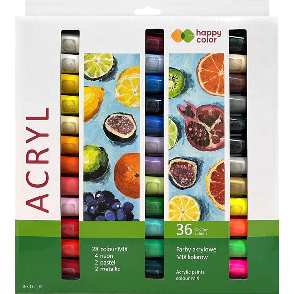 Colori Acrilici 36 Colori X 12 Ml Happy Color-image