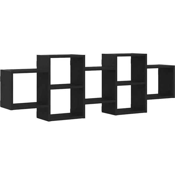Vidaxl Scaffale A Muro Nero Effetto Rovere 129X18X42 Cm Materiale A Base Di Legno-image