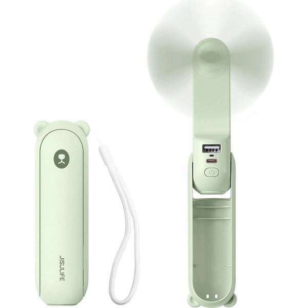 Mini Ventilatore Jisulife Ventilatore Portatile Life8 Plus Con Funzione Powerbank 4500Mah E Torcia Elettrica - Verde-image