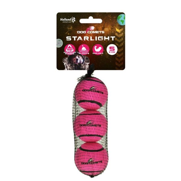 Cane Comete Starlight Star Tennis Ball S Rosa 3Pcs-image