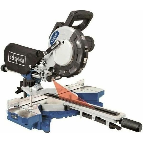 Scheppach 216 Mm HM81LXU Troncatrice Elettrica - 2000 W - Con Laser, Led E 2 Prolunghe Di Supporto-image