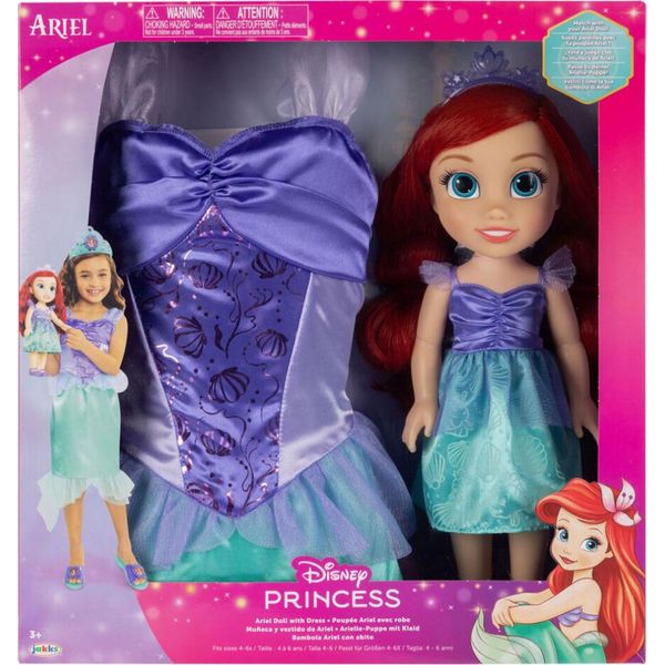 Jakks Pacific Disney Ariel La Sirena Bambola + Costume 38 Cm Rosa Taglia Unica-image