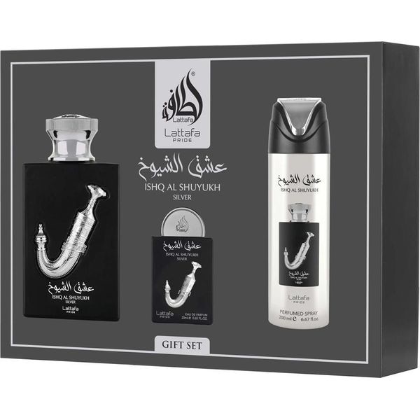 Zestaw Lattafa Ishq Al Shuyukh Argento Edp 100Ml + Edp 20Ml + Deodorante 200Ml-image