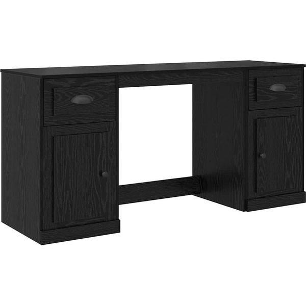 Syfax™ Scrivania Con Armadietto Rovere Nero 154,5 X 50 X 75 Cm-image