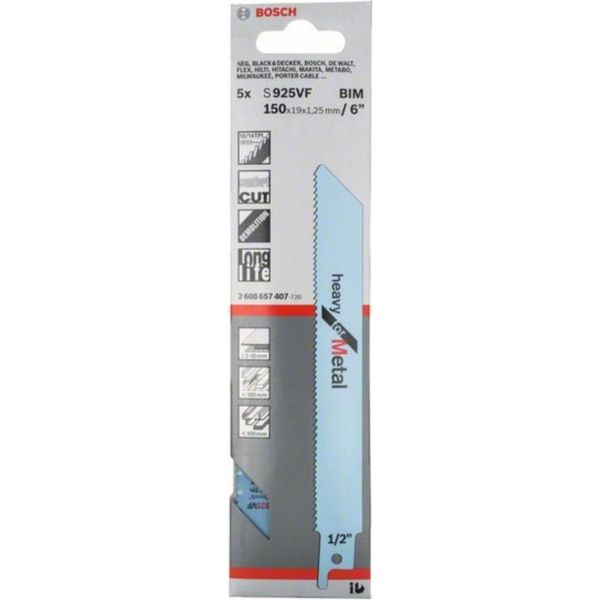 Bosch Pro Metal Demolition S925VF Lama 1,25 X 19 X 150 Mm 5 Pezzi - 2608657407-image