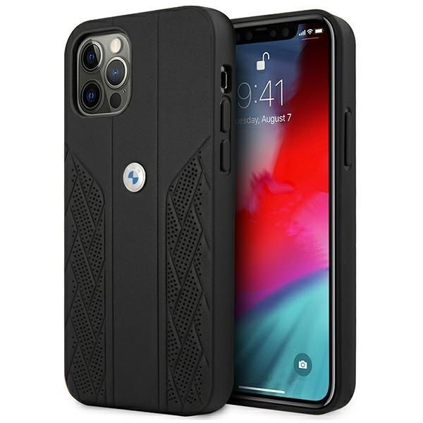 Bmw Custodia Bmhcp12Lrsppk Iphone 12 Pro Max 6.7 Nero/Nero Custodia Rigida In Pelle Curve Perforate-image