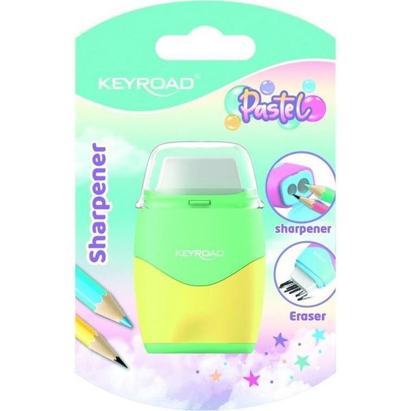 Temperino In Plastica Con Gomma Keyroad Pastello, Doppio, Blister KR972411 Mi-image