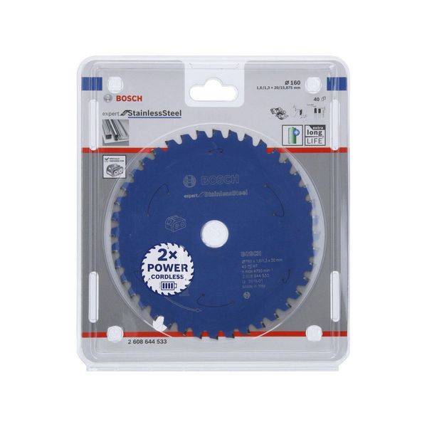 Lama Circolare Per Seghe A Batteria Expert Per Acciaio Inox, 160 X 1,6/1,3 X 20, T40-image