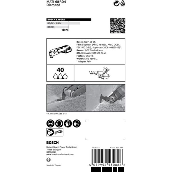 Bosch Expert Grout Lama Angolare Mati 68 RD4 Lama Per Utensili Multifunzione, 68 X 30 Mm-image