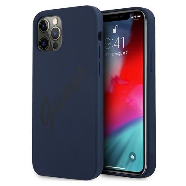 Guess Guhcp12Llsvsbl Iphone 12 Pro Max6,7 Niebieski/Blu Custodia Rigida Script Vintage-image