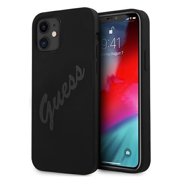 Guess Guhcp12Slsvsbk Custodia Rigida Per Iphone 12 Mini5,4 Czarny/Nero Script Vintage-image