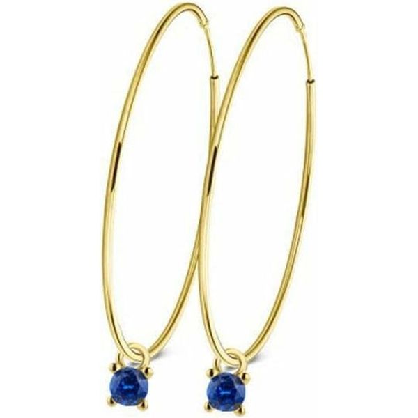 New Bling 9NB-1108 Orecchini In Argento Con Pendente - 25X1,2 Mm - Zirconi - Blu - 3 Mm - Argento - Placcati Oro/Oro Su Argento-image