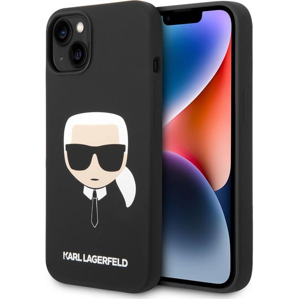 Karl Lagerfeld Klhcp14Mslkhbk Custodia Rigida Per Iphone 14 Plus / 15 Plus 6.7 Nero/Nero Silicone Karl's Head-image
