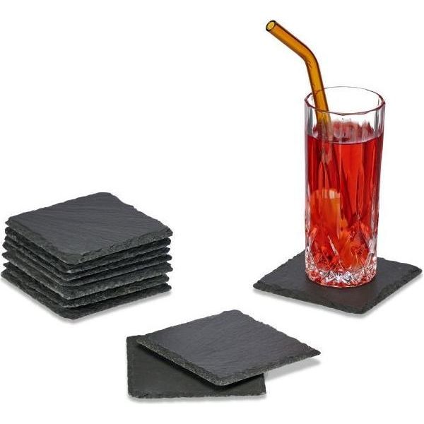 Set Di 10 Sottobicchieri In Ardesia 10X10 Cm-image
