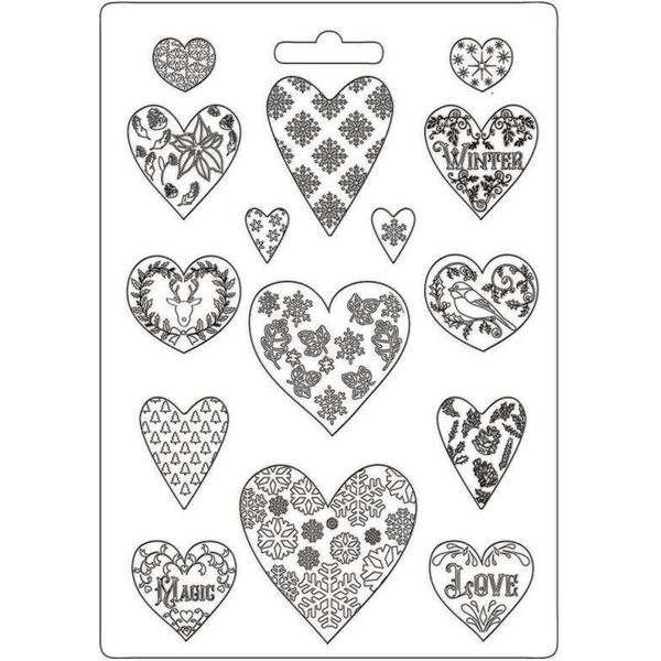 Stamperia Stampo Flessibile In Plastica Per Colata Stampo Decorazione Stampo - Cuori-image