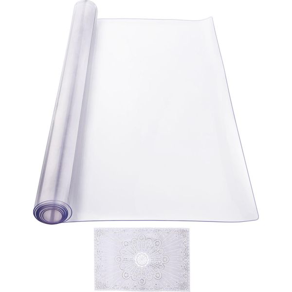Succebuy Protezione Da Tavolo In Pvc, 101,6 X 203,2 Cm, Plastica Trasparente, Spessore 2,0 Mm, Impermeabile E Facile Da Pulire, Tappetino Per Scrivania, Tovaglia, Per Ufficio, Cassettiera, Tavolo Della Sala Da Pranzo, Comodino-image