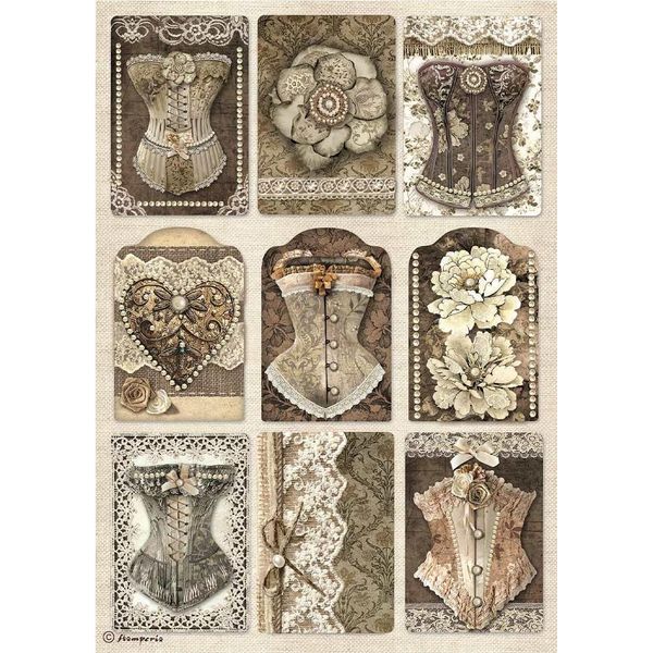 Carta Di Riso Carta Per Decoupage A4 - Stamperia - Vecchio Corsetto Di Pizzo-image
