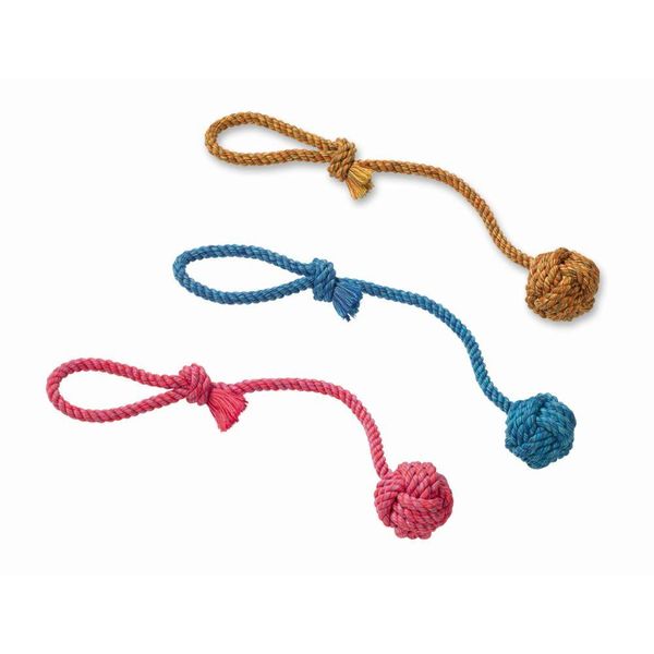 Nobby Rope Toy, Corda Da Gioco Con Occhiello Da Lancio 57 Cm, 275 G, Palla Ø 8 Cm Assortiti Giallo, Rosso, Blu-image