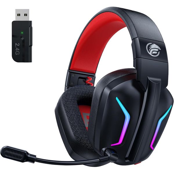 Cuffie Over-Ear, Cuffie Da Gioco 2.4G Con Microfono Per PS5, PS4, Pc, Mac, Pieghevoli Con Cancellazione Del Rumore Surround E Luce Led, Durata Della Batteria 50 Ore-image