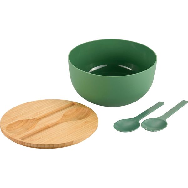 Kesper Fruttiera E Insalatiera Con Posate E Coperchio In Bambù, Ø 24 Cm, Verde Kesper 58471-image