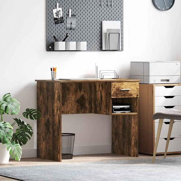 Maison Exclusive - Scrivania Rovere Affumicato 90 X 49 X 75 Cm Materiale Ligneo-image