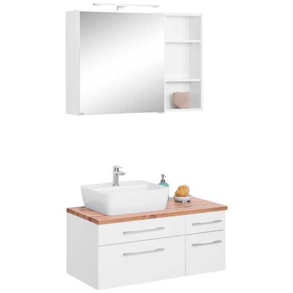 BadmöBel-Set Welltime "Davos", Weiß, Becken Links, KastenmöBel-Sets, BadmöBel-Set, Breite 50 Cm, Mit Eckigem Waschbecken-image