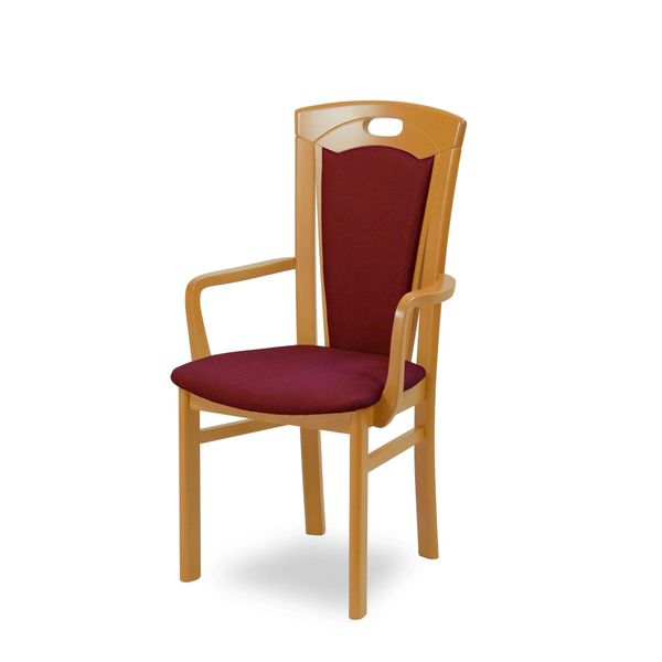 Esszimmerstuhl Home Affaire "Ferdi, Armlehnstuhl, Made In Italy, Massivholz", Beige (Buche, Bordea, Buche Natur, Bordeaux), B:55Cm H:100Cm T:57Cm, Massivholz, StüHle, Esszimmerstuhl, Bezug Feinstruktur (Wasser-Und Fleckabweisend) Oder Struktur-image