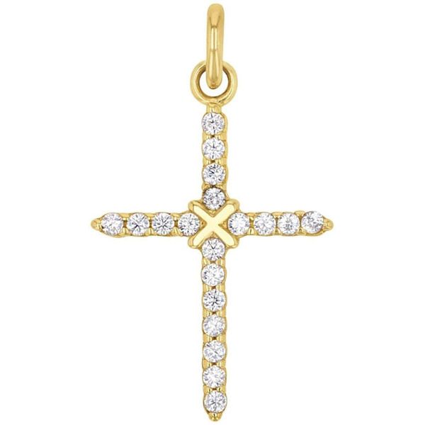 KettenanhäNger Amor "Kreuz", Gold (Gelbgoldfarben, Weiß, Weiß), SchmuckanhäNger, Damen, Gelbgold 585, 0,69 G, KettenanhäNger, Mit Zirkonia (Synth.)-image
