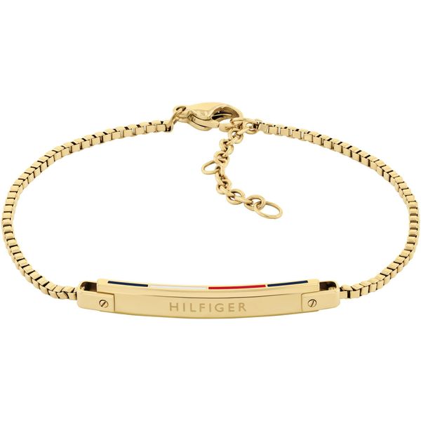 Armkette Tommy Hilfiger "Linear", Bunt (Gelbgoldfarben, Blau, Rot, Weiß), ArmbäNder, Damen, 19Cm, Edelstahl, Armkette, Mit Emaille-image