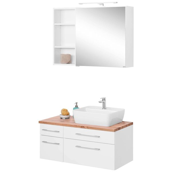 BadmöBel-Set Welltime "Davos", Weiß, Becken Rechts, KastenmöBel-Sets, BadmöBel-Set, Breite 50 Cm, Mit Eckigem Waschbecken-image