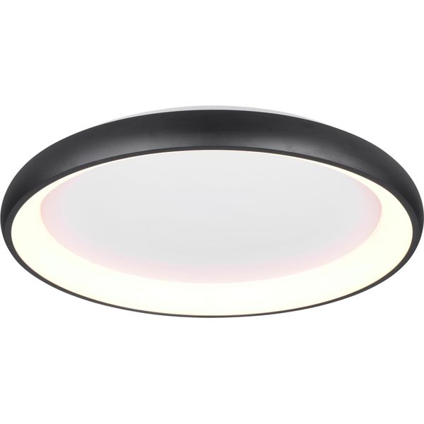 Trio Leuchten Led Deckenleuchte "Cardona, Runde Led Deckenlampe BüRo, Ø 75Cm, 6900 Lumen 59W, Dimmbar", Schwarz (Schwarz Matt), 1, Ø 75Cm H: 9,5Cm, 1 Stk., Leuchten, Cct - Lichtfarbe Einstellbar 2300/3000/4000K, Auch Wandmontage MöGlich, Led Deckenleuchte-image