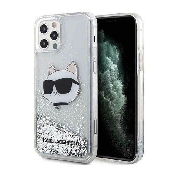 Karl Lagerfeld Klhcp12Mlnchcs Custodia Rigida Iphone 12/12 Pro 6,1 Srebrny/Argento Glitter Choupette Head-image