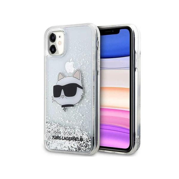 Karl Lagerfeld Klhcn61Lnchcs Custodia Rigida Per Iphone 11/Xr Srebrny/Argento Glitter Choupette Head-image