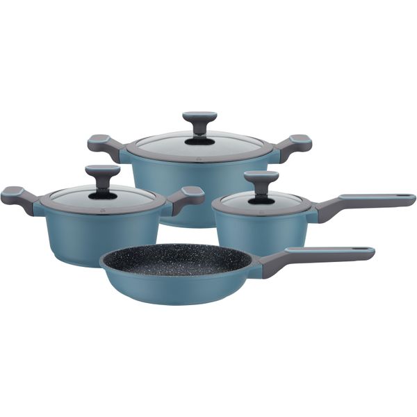Topf-Set Gsw "Blue Granit", Blau (Hellblau, Schwarz, Transparent), TöPfe, Induktion-image