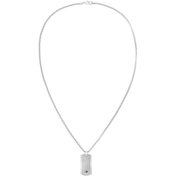 Kette Mit AnhäNger Tommy Hilfiger "Jameson", Weiß (Edelstahlfarben, Blau, Rot, Weiß), Halsketten, Herren, Edelstahl, L: 56 B: 2Mm, Mit Emaille, B:2Mm-image
