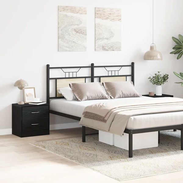 Vidaxl Comodini 2Pz. Look Rovere Nero 40X30X40Cm Materiale A Base Di Legno-image