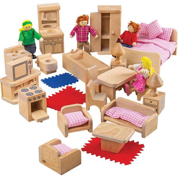 Bigjigs Toys Set Di Mobili Per La Casa E Personaggi Della Famiglia-image