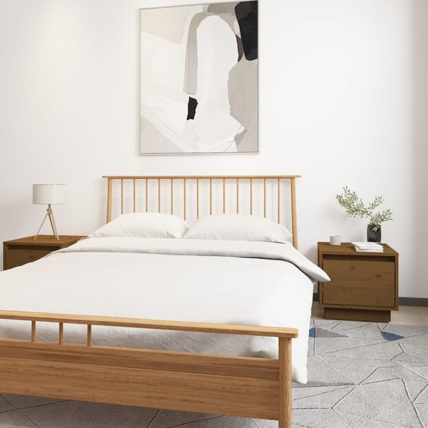 Vidaxl Comodini 2 Pz. Marrone Miele 35X34X32 Cm In Legno Di Pino Massiccio-image