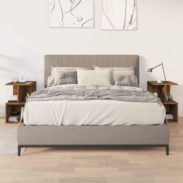 Vidaxl Comodini 2 Pz. Rovere Fumé 35X35X55 Cm Materiale A Base Di Legno-image