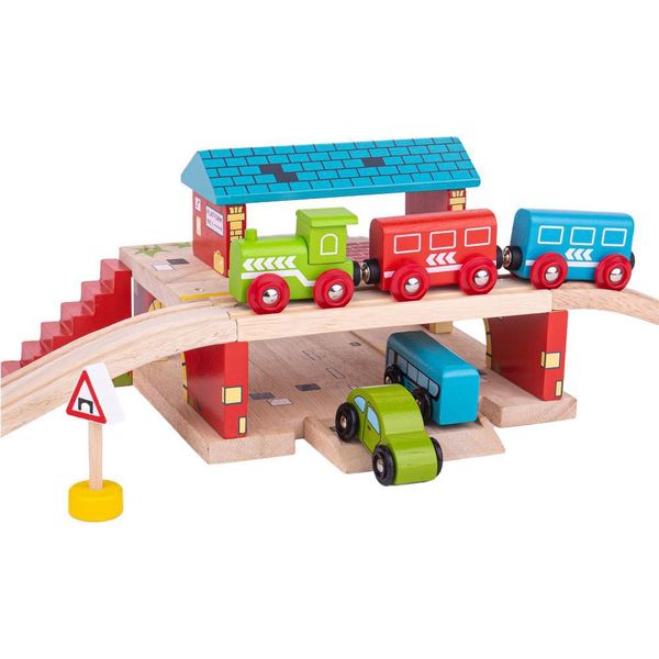 Bigjigs Ferrovia A Binari In Legno Sopra Il Pavimento, 5Dlg.-image