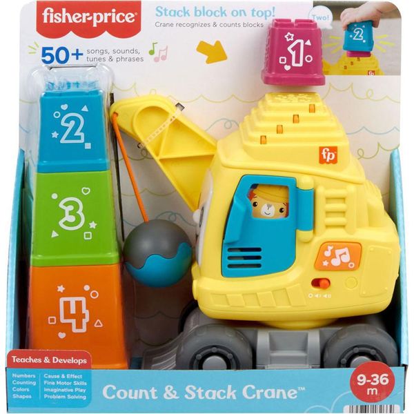 Mattel HWY66 - Fisher-Price - Giocattolo Didattico Con Luci E Suoni, La Mia Gru Conta E Impila-image