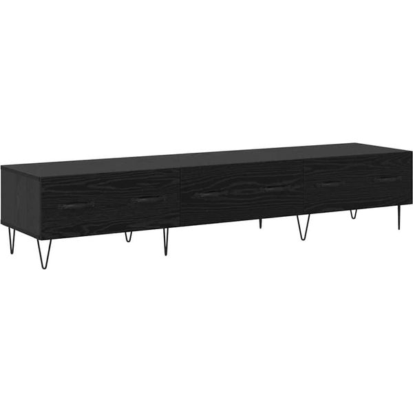 Mobile Tv Vidaxl Look Rovere Nero 150 X 36 X 30 Cm Materiale A Base Di Legno-image
