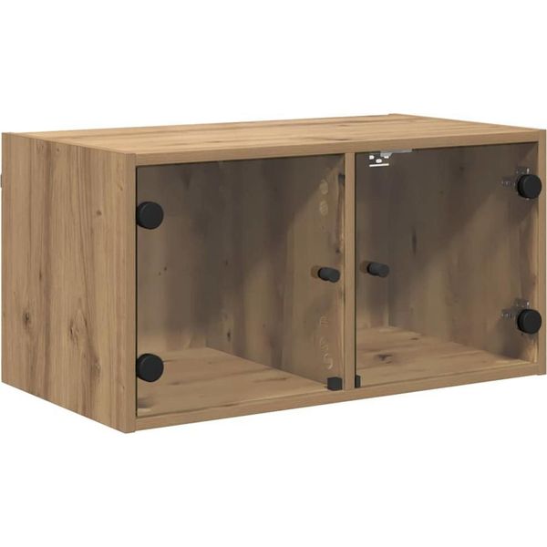 Vidaxl Armadi A Muro 2 Pezzi Rovere Artigianale 68 X 37 X 35 Cm Materiale A Base Di Legno-image