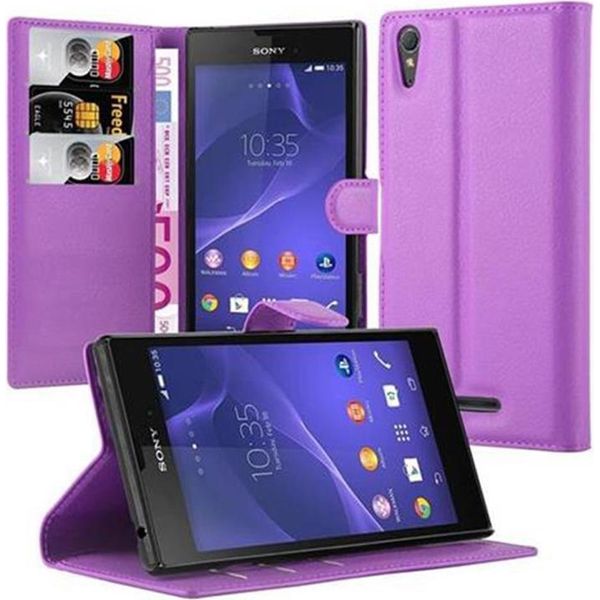 Cadorabo Custodia Per Sony Xperia T3 Cover Protettiva In Viola Custodia Per Cellulare Cover Chiusura Magnetica-image