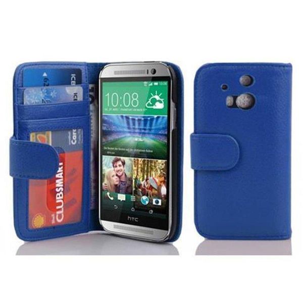 Cadorabo Custodia Per Htc One M8 In Blu Cover Posteriore Cellulare Protettiva Cover Libro Custodia Libretto Slot Per Schede-image