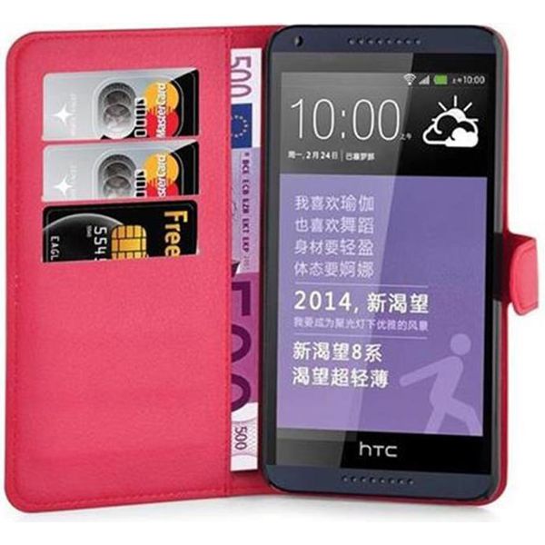 Cadorabo Custodia Per Htc Desire 816 Custodia Protettiva In Rosso Custodia Per Cellulare Cover Chiusura Magnetica-image