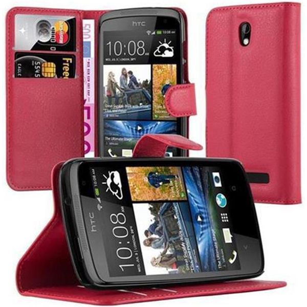 Cadorabo Custodia Per Htc Desire 500 Custodia Protettiva In Rosso Custodia Per Cellulare Cover Chiusura Magnetica-image