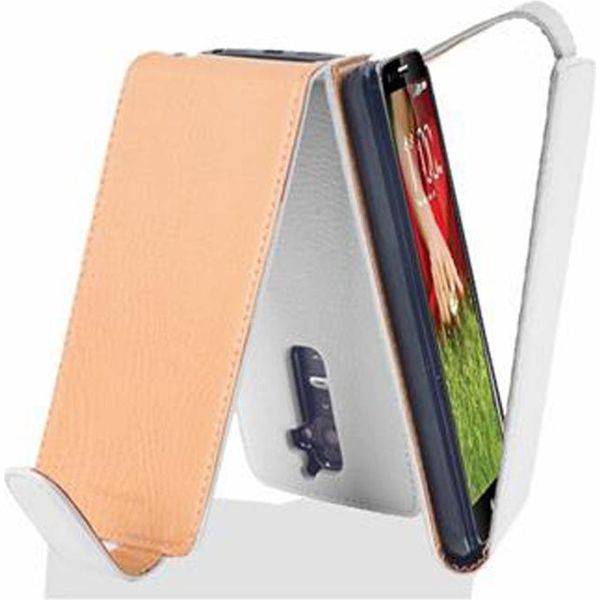 Cadorabo Cover Protettiva Per Lg G2 Custodia In Bianco Flip Case Custodia Per Telefono Cellulare Cover In Similcuoio-image